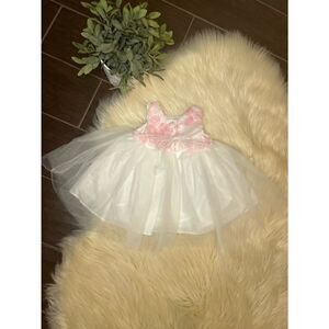 Marmellata bunches of roses pink/white special dress sz 0-3 months